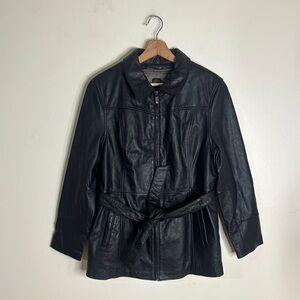 Wilson’s leather thinsulate black leather Collared Zip Front Pockets jacket L